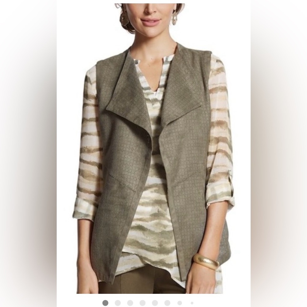 Chico's Olive Green Faux Suede Vest